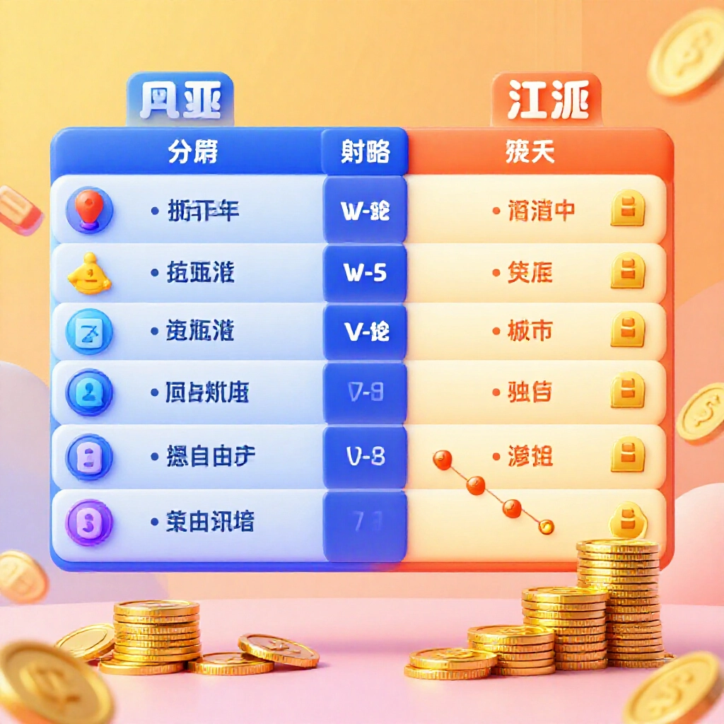 浮空對比表顯示擋牌、封牌、降倍差異，金幣堆在擋牌率旁縮減，彩色圖示解說莊家策略與玩家影響，生動教育風格