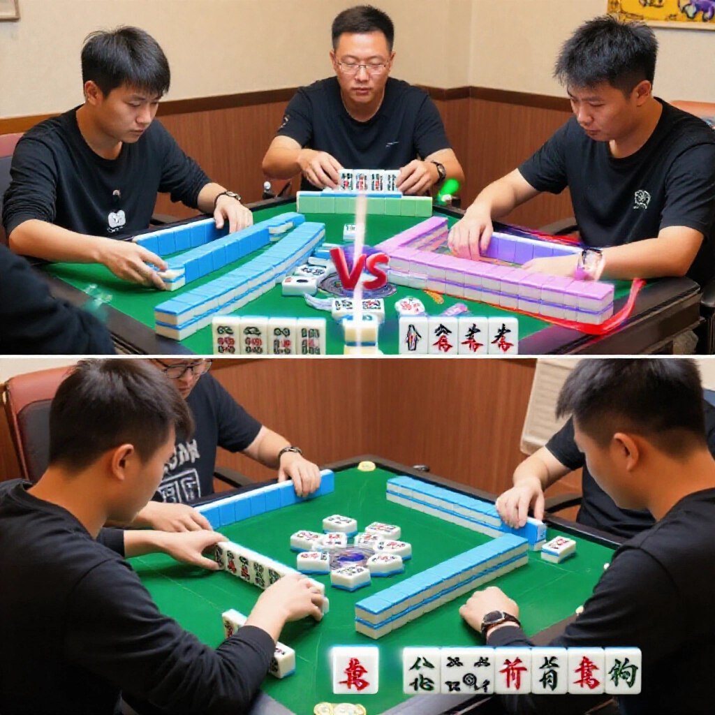 三人對四人麻將動態比較,強調三人版大牌如清一色碰碰胡機率更高,玩家熱血湊高分牌