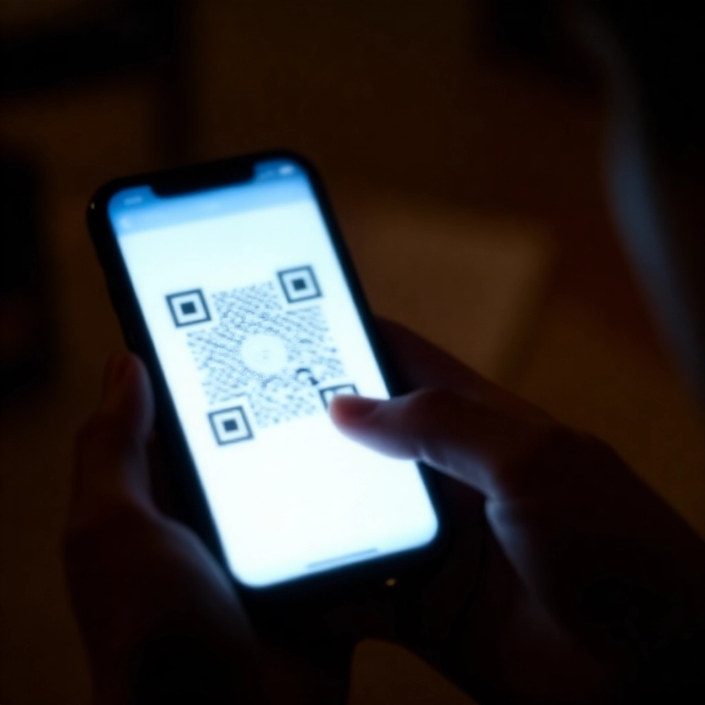 手機螢幕顯示QR Code掃描器，對準刮損刮刮樂彩票，營造緊張小心刮刮的警示氛圍