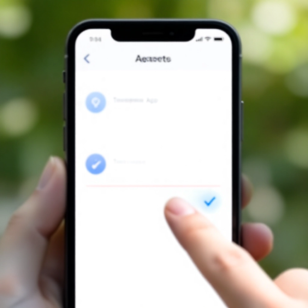 iPhone 設定選單開啟 VPN 與裝置管理區段，強調信任企業 App 開發者選項，明亮介面中手指指向確認按鈕，自然日光照射
